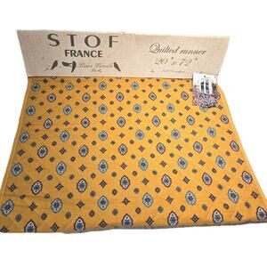 STOF FRANCE QUILTED TABLE RUNNER 20X72" LANCELLE PARIS COTTAGECORE PEASANT NWT
